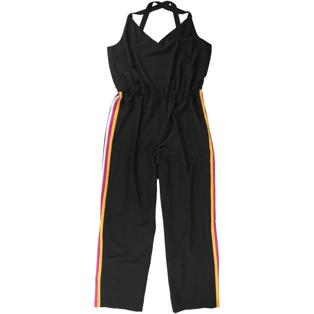 bar III Womens Varsity-Stripe Jumpsuit, Black, S, DM